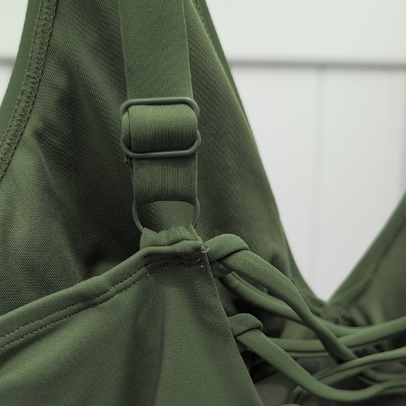 Army Green One-Piece Swimsuit Viral Plungey Snatched TA3 - Picture 6 of 9